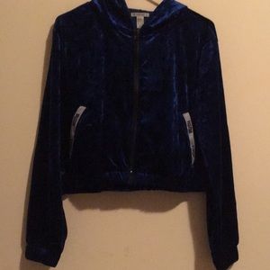 Blue velvet casual jacket